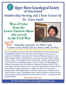 Men of Color from the Lower Eastern Shore Who Served in the Civil War, Dr. Clara Small, Flyer